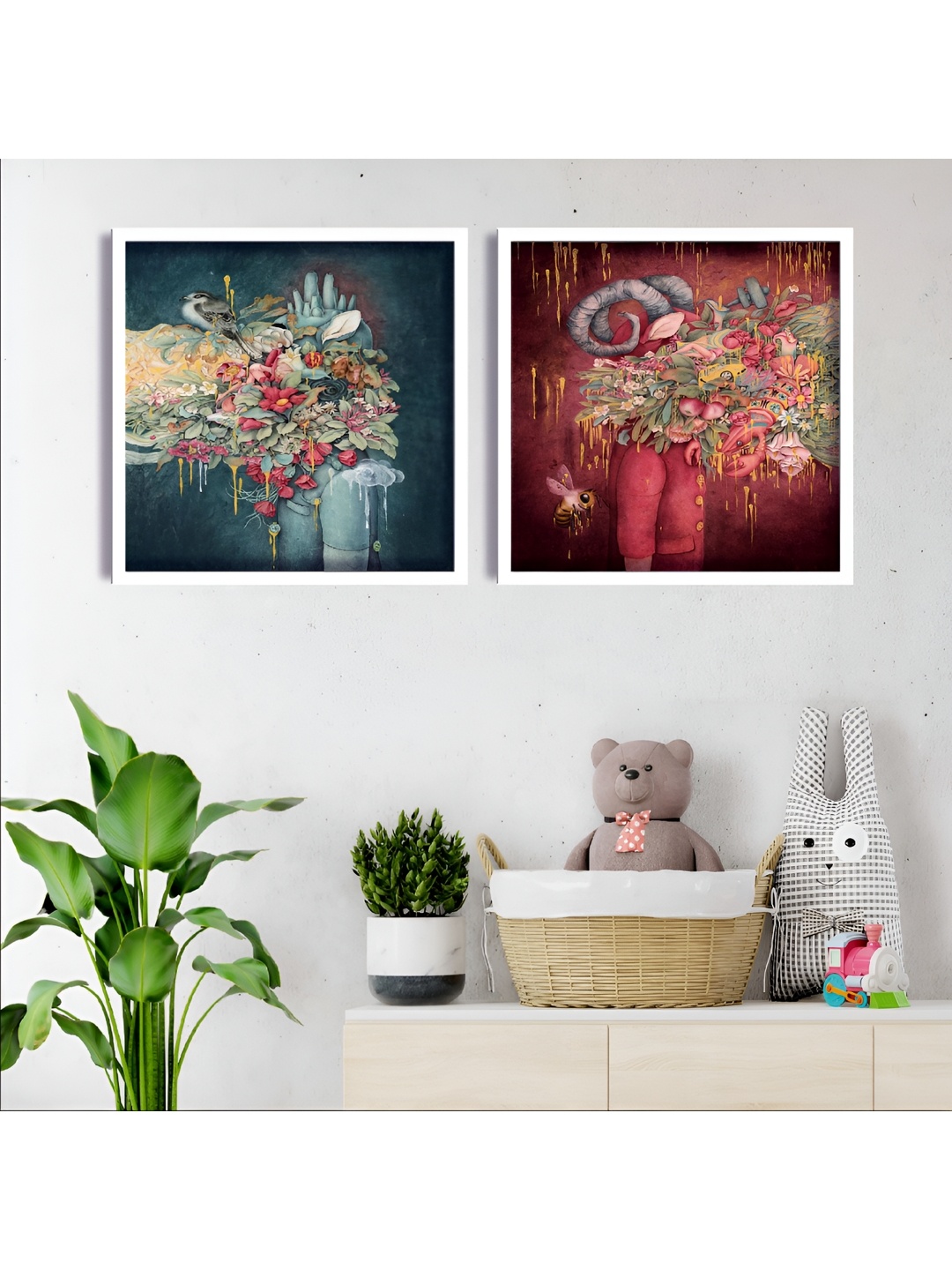 

Aura Red & Black 2 Piece Wood Floral and Botanical Wall Paintings