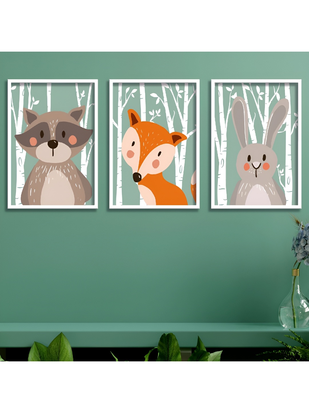 

Aura White & Orange 3 Piece Wood Birds and Animals Wall Paintings