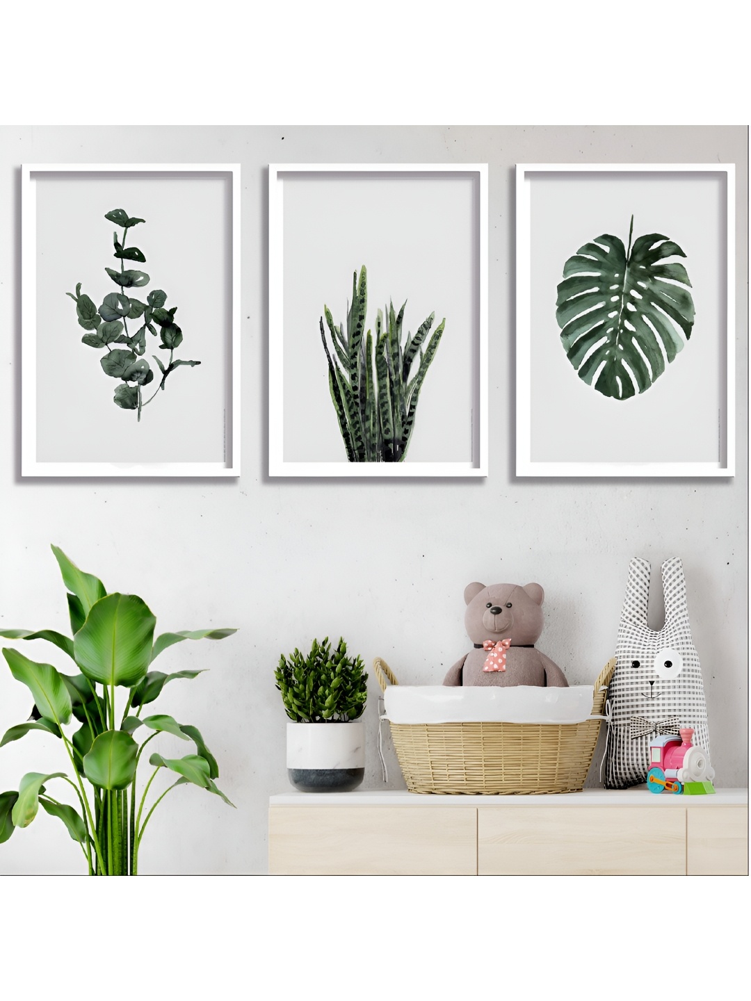 

Aura White & Green 3 Piece Wood Abstract Wall Paintings
