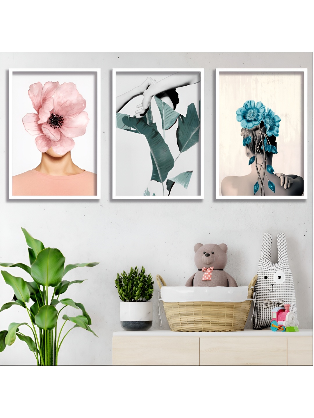 

Aura Pink & Blue 3 Piece Wood Floral and Botanical Wall Paintings