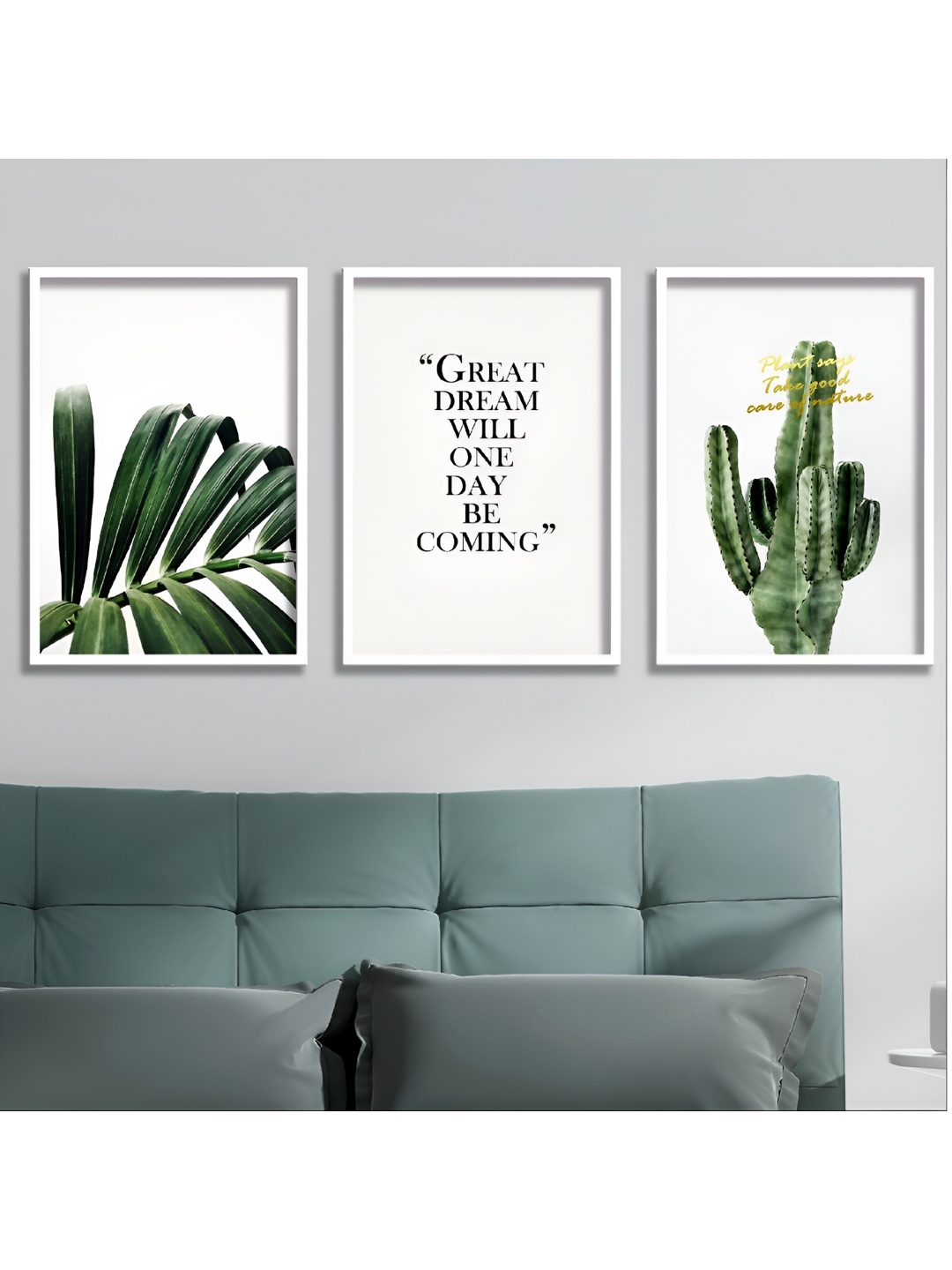 

Aura White & Green 3 Piece Wood Floral and Botanical Wall Paintings