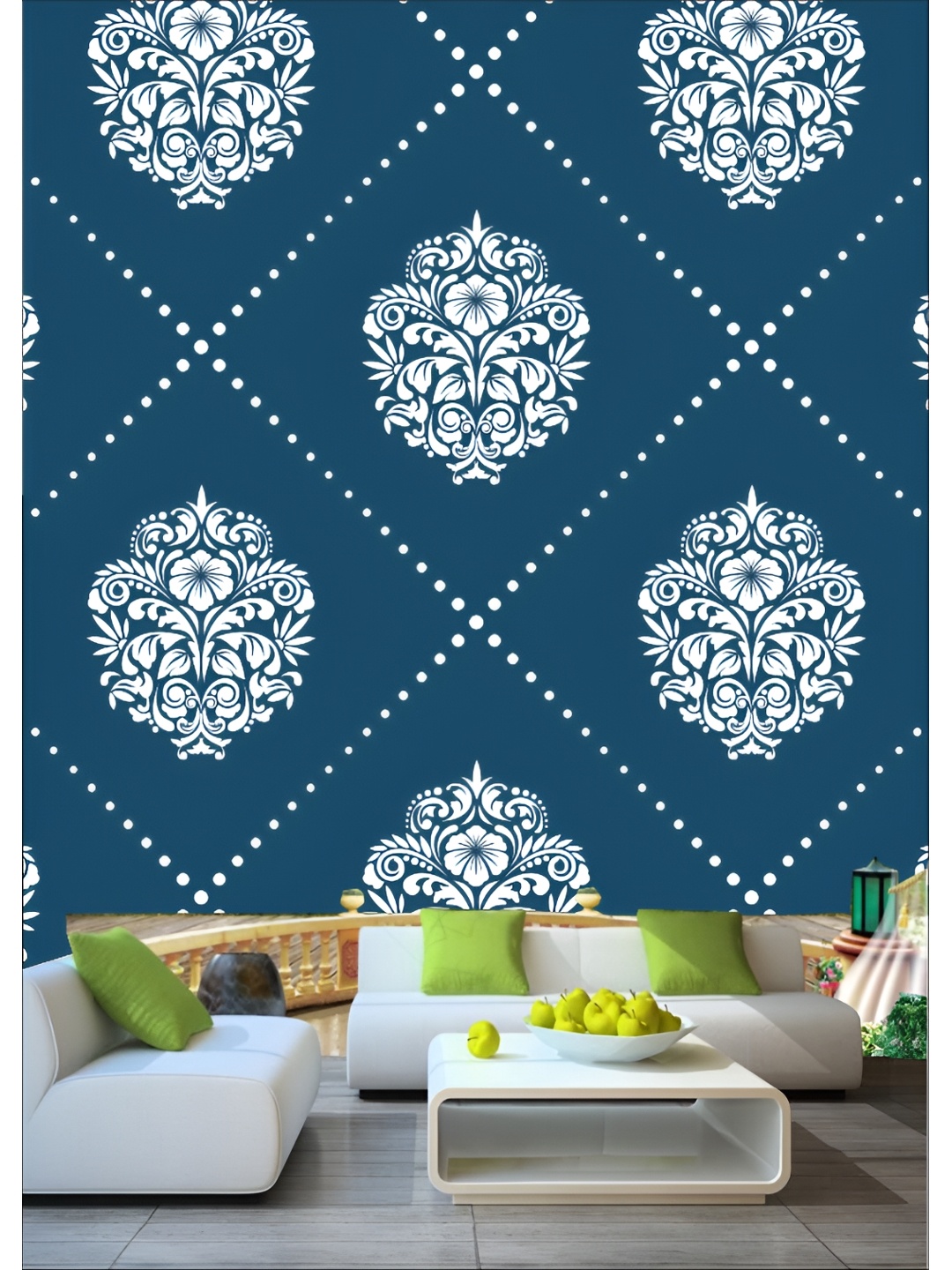 

Aura Blue & White Printed Self Adhesive Wall Sticker