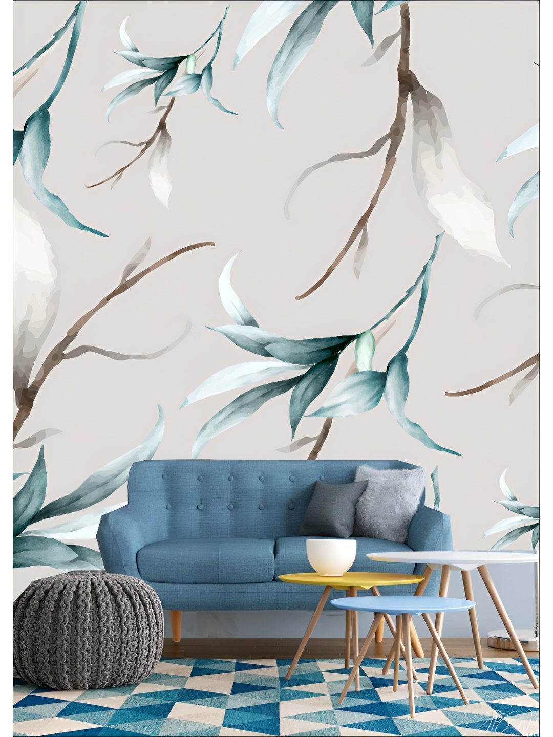 

Aura White & Blue Printed Self Adhesive Wall Sticker