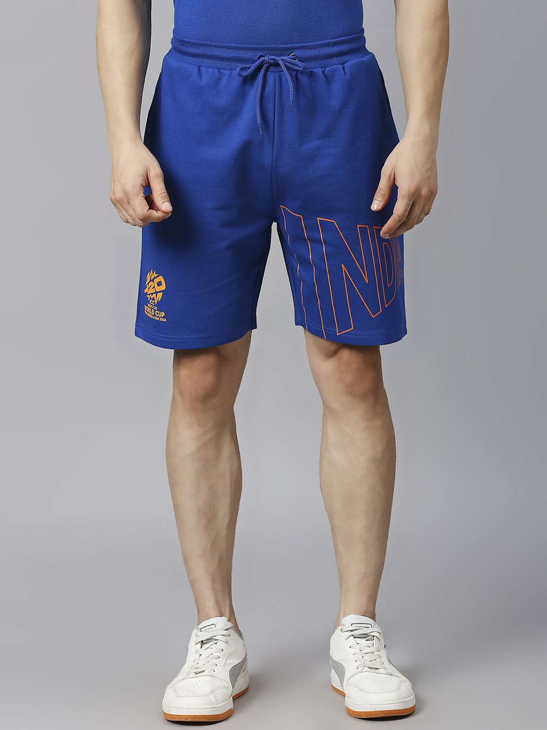 

FanCode Men Printed Shorts, Blue