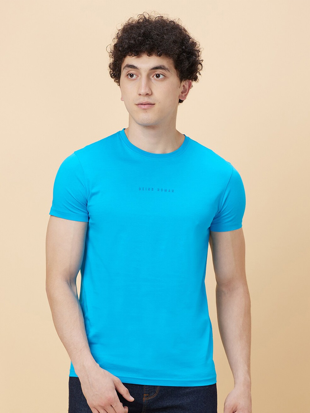 

Being Human Men Round Neck Solid T-shirt, Blue