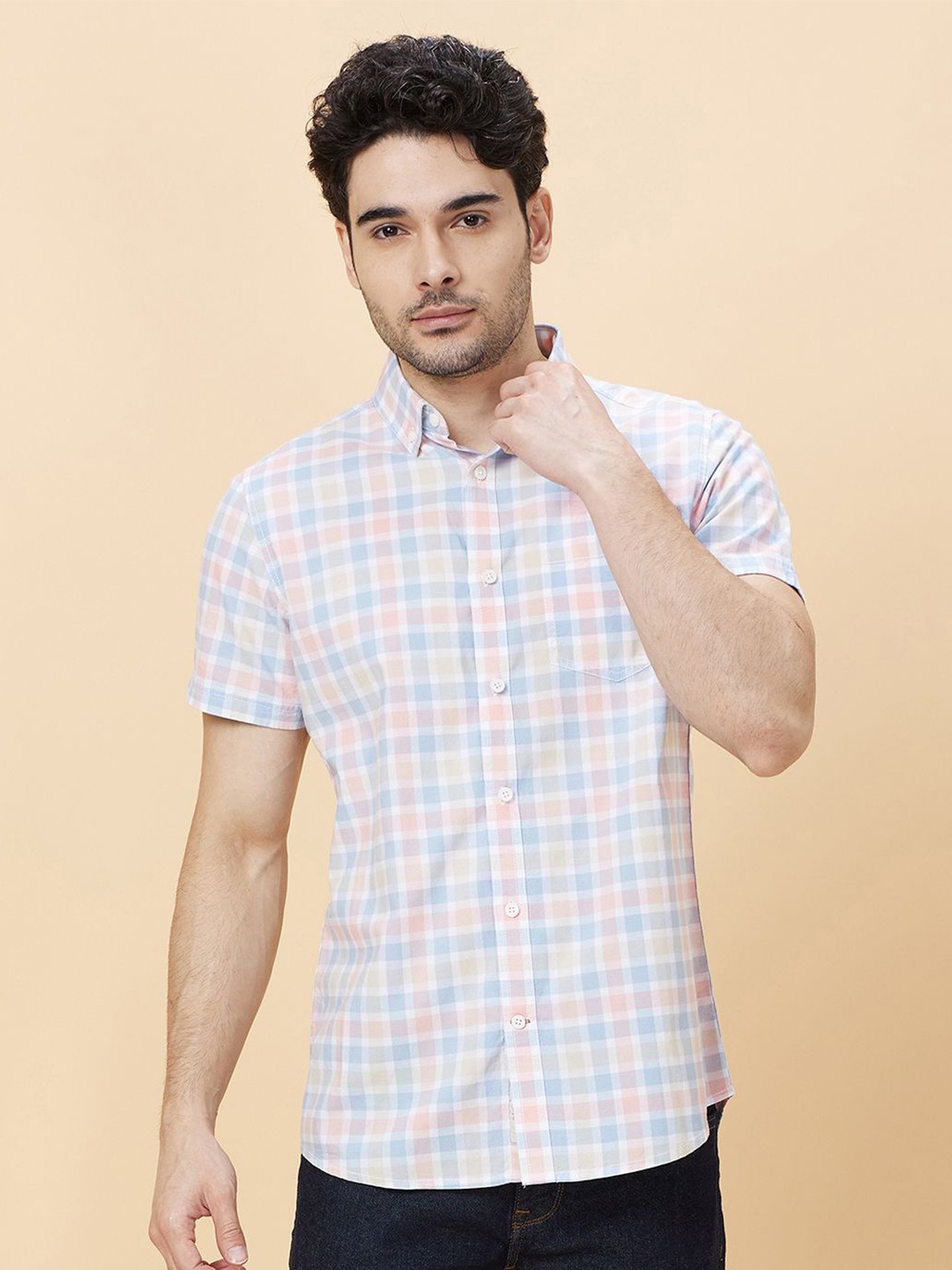 

Being Human Men Slim Fit Opaque Checked Casual Shirt, Blue