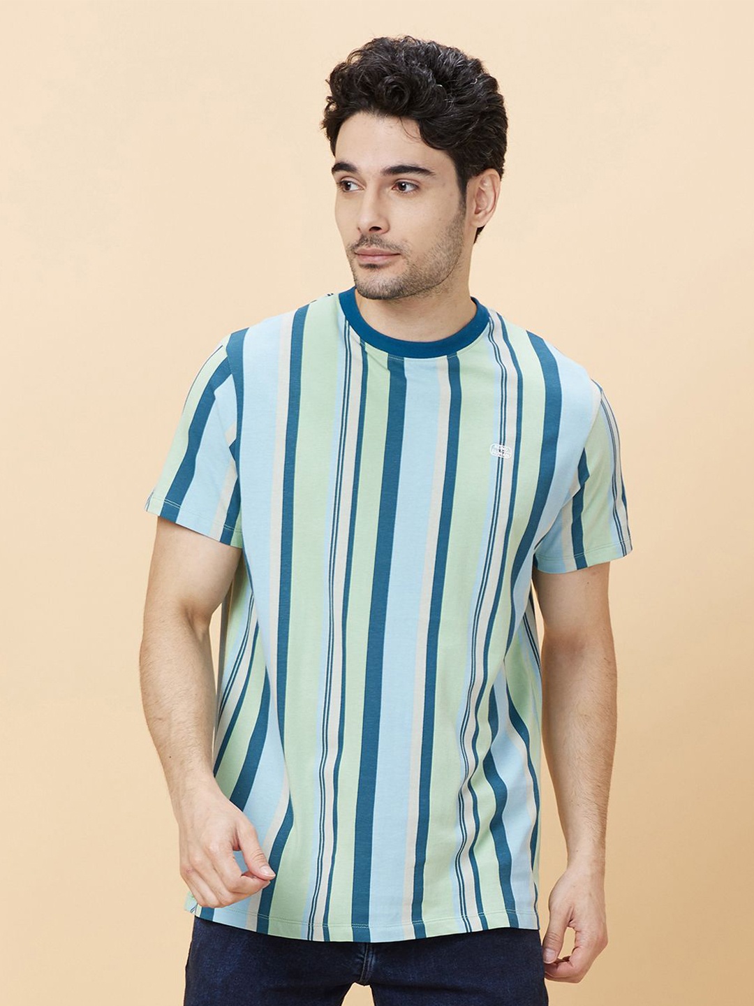 

Being Human Men Striped Slim Fit T-shirt, Off white