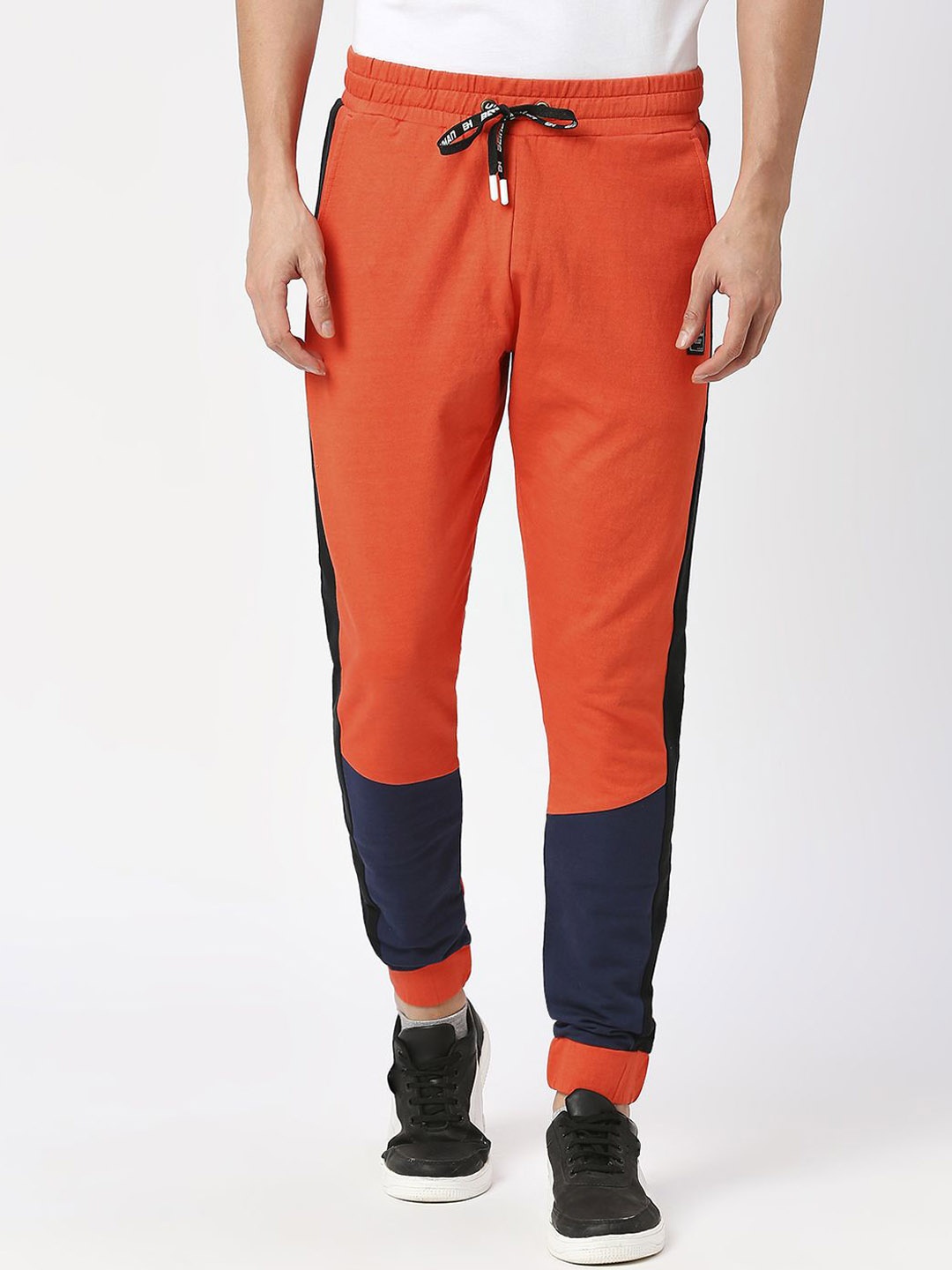 

Being Human Men Colourblocked Mid-Rise Joggers Track Pants, Orange