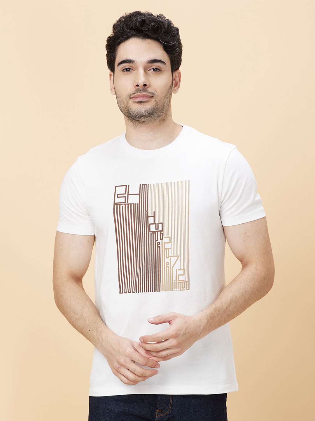 

Being Human Men Round Neck Printed T-shirt, White
