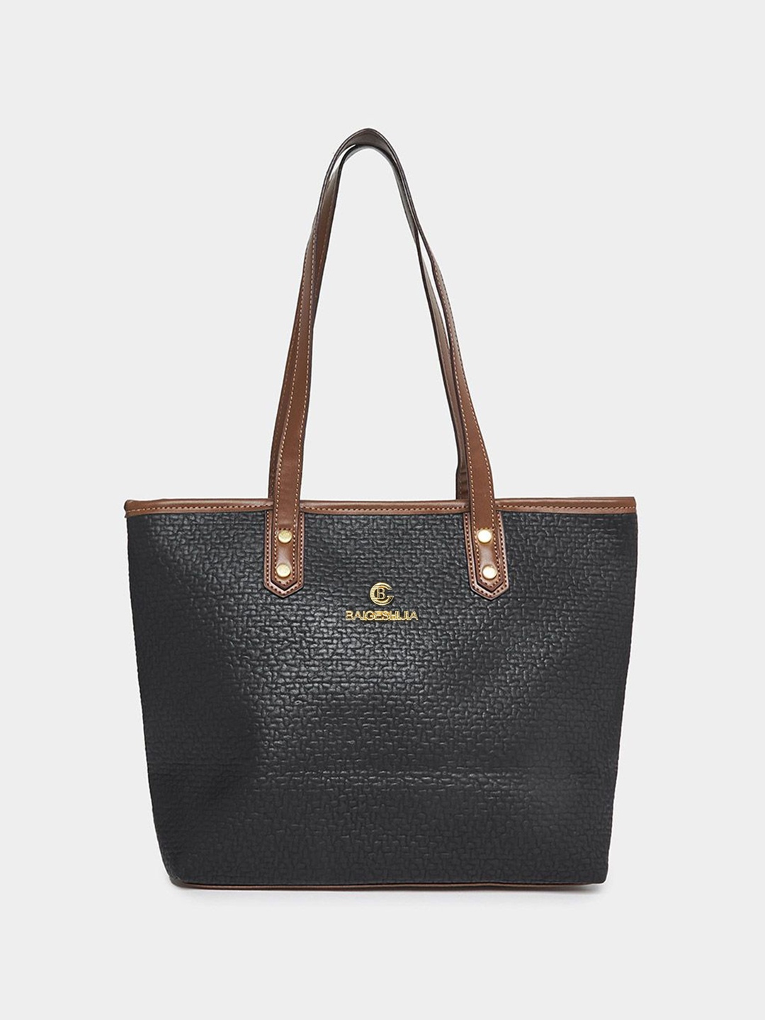 

Styli Black Textured Structured Shoulder Bag