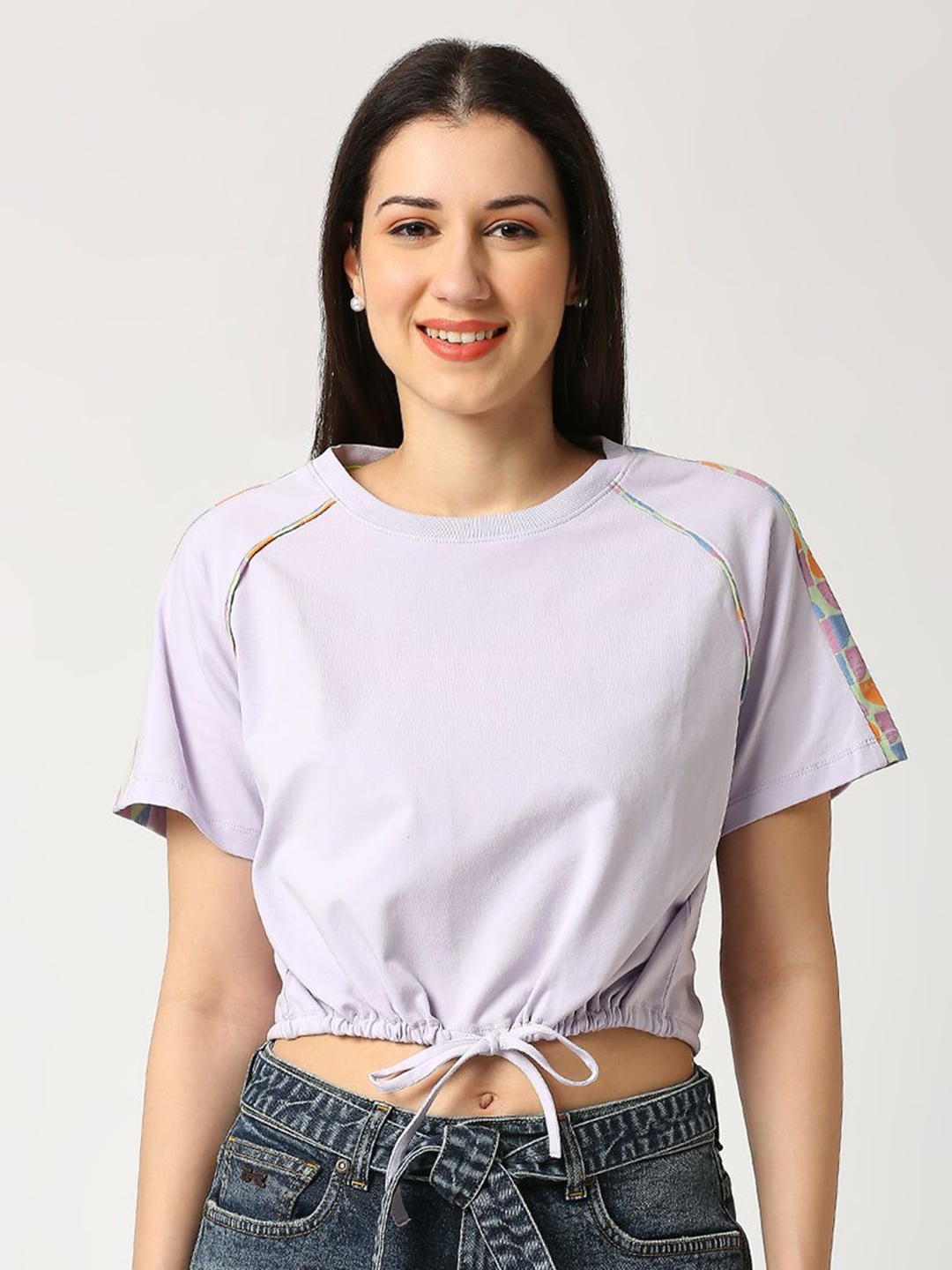 

Being Human Women Round Neck Boxy T-shirt, Lavender