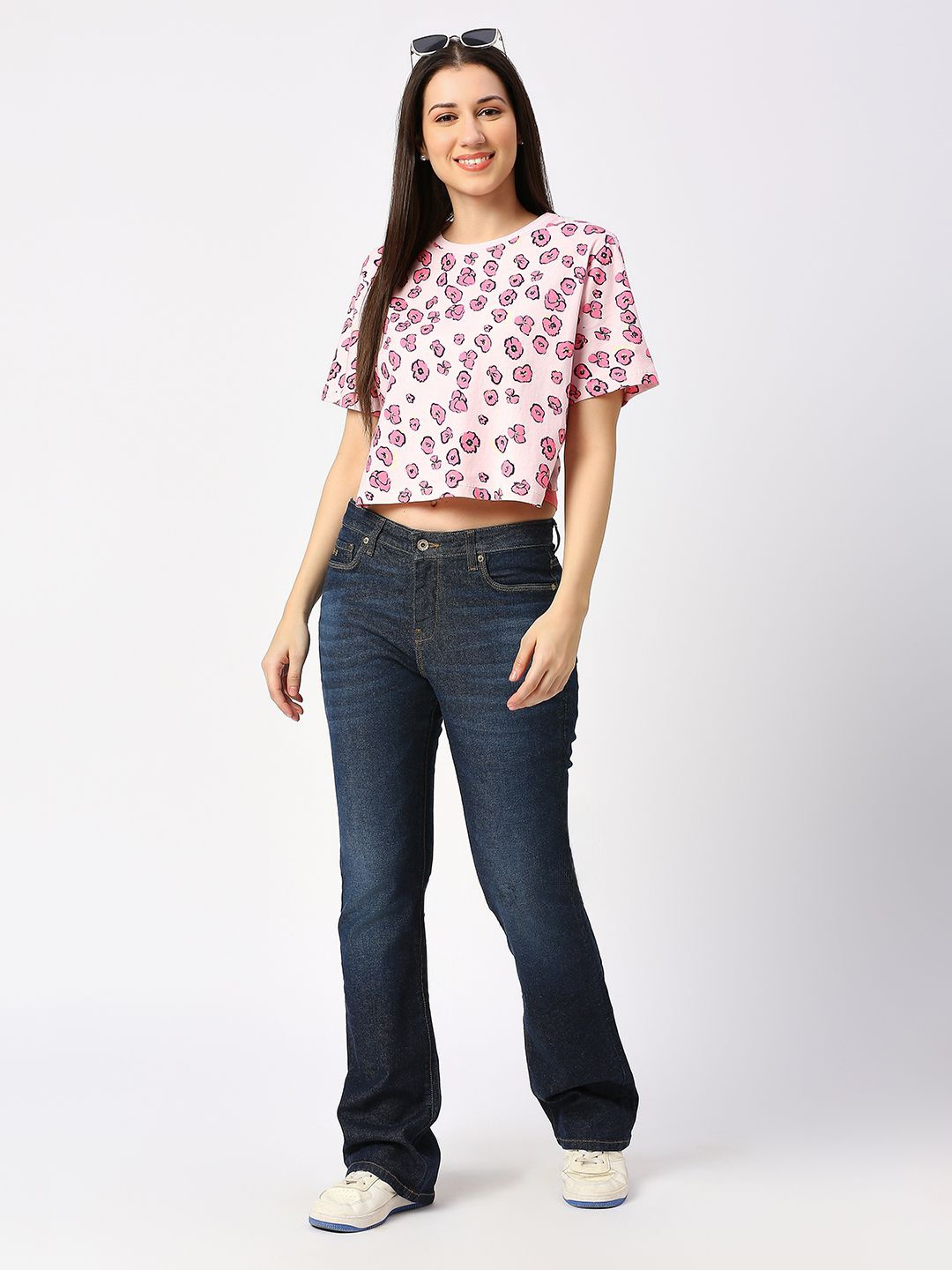 

Being Human Women Floral Printed Boxy T-shirt, Pink