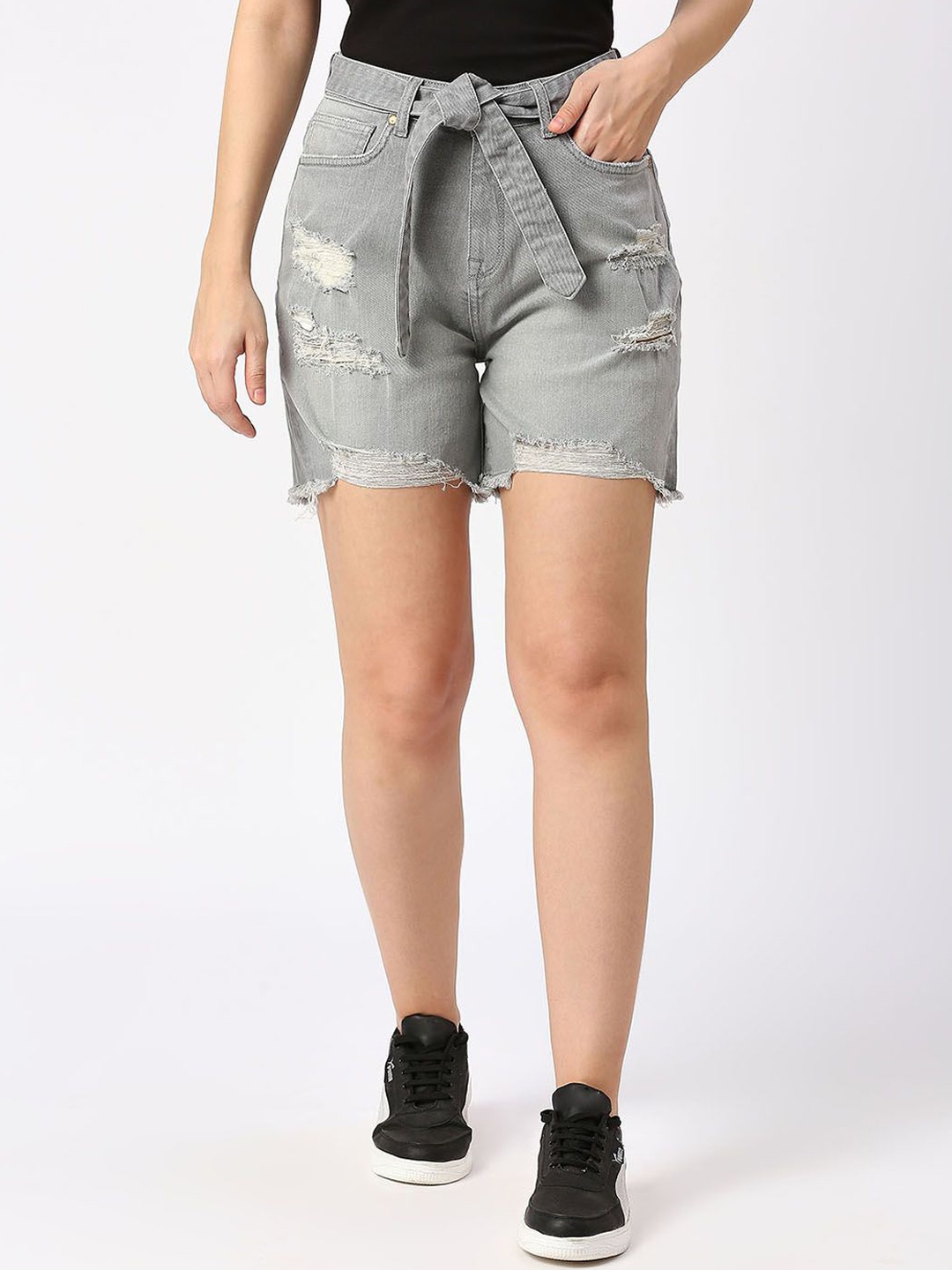

Being Human Women High-Rise Shorts, Grey