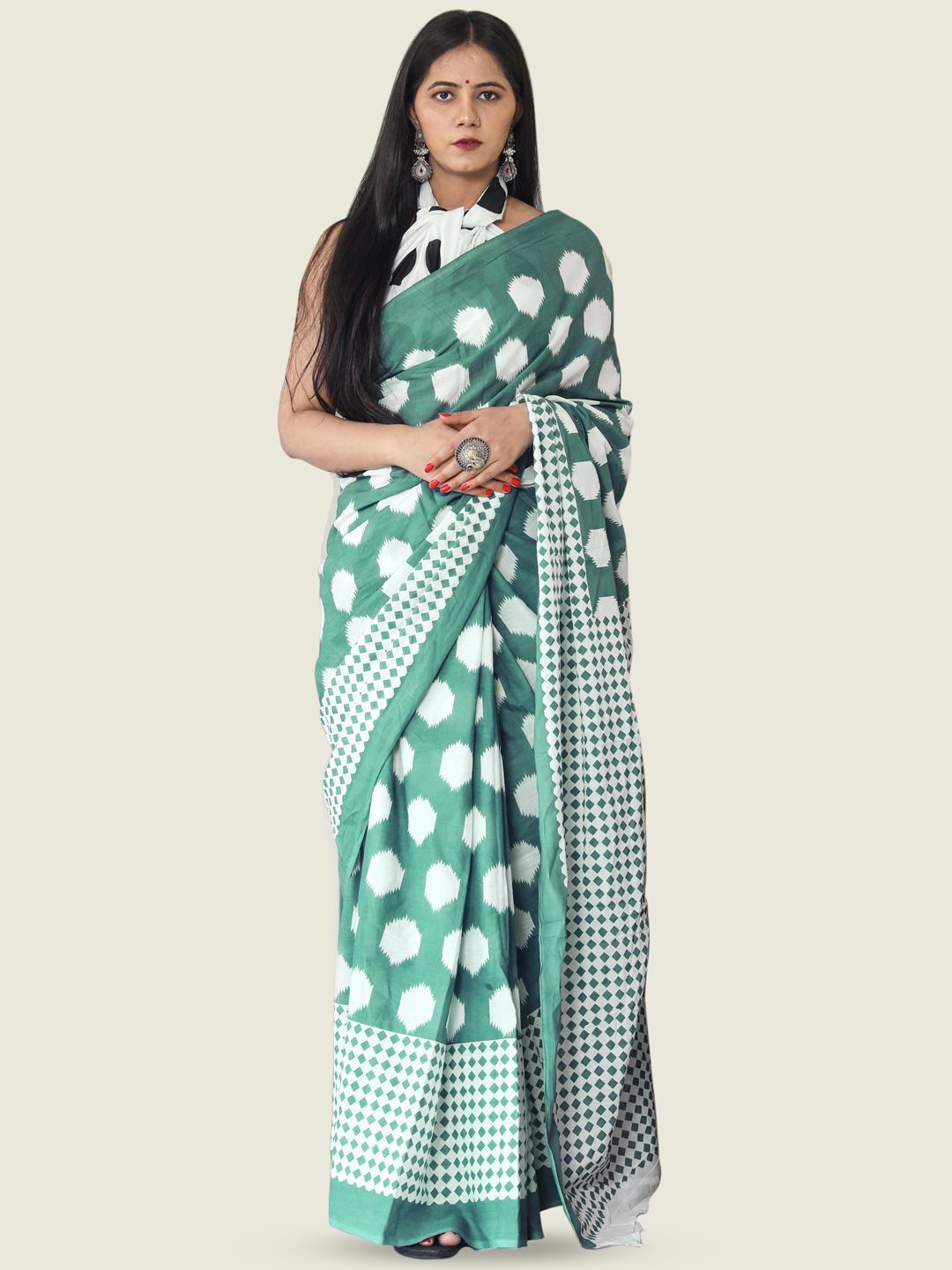 

KALINI Pure Cotton Saree, Green