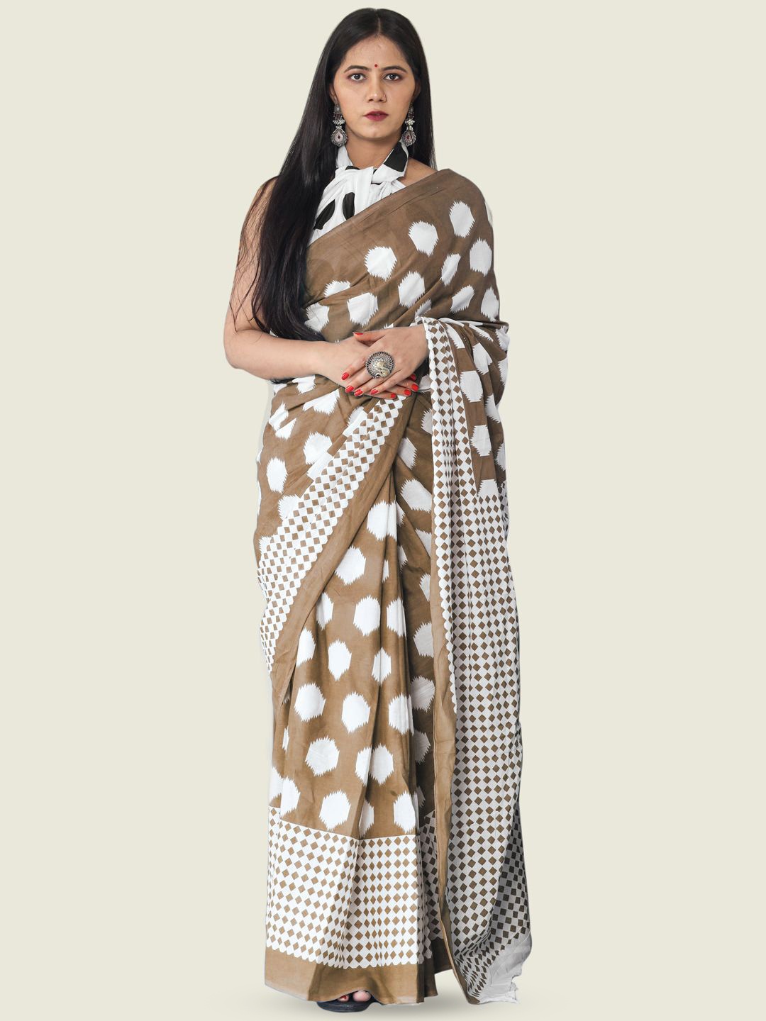 

KALINI Pure Cotton Saree, Brown