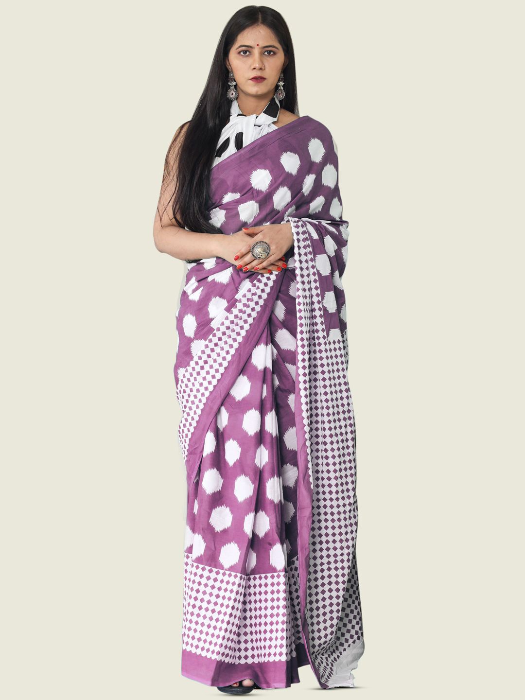 

KALINI Printed Pure Cotton Saree, Pink