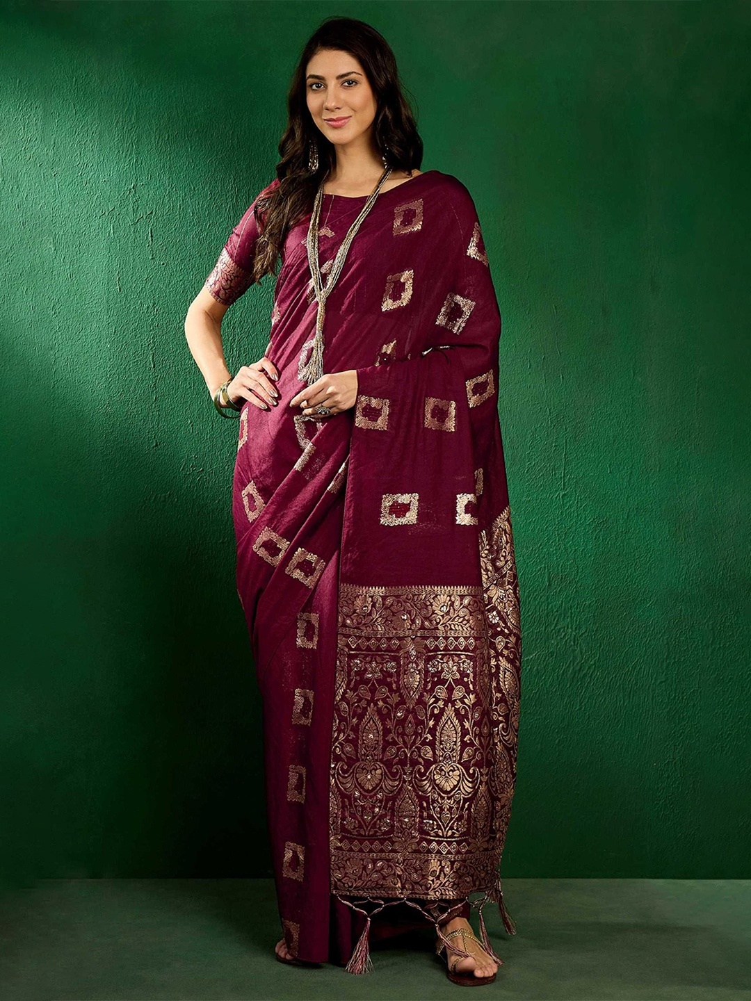 

Mitera Woven Design Woven Design Zari Banarasi Saree, Magenta