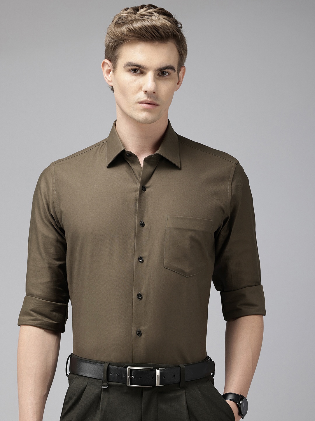 

Van Heusen Pure Cotton Slim Fit Formal Shirt, Olive