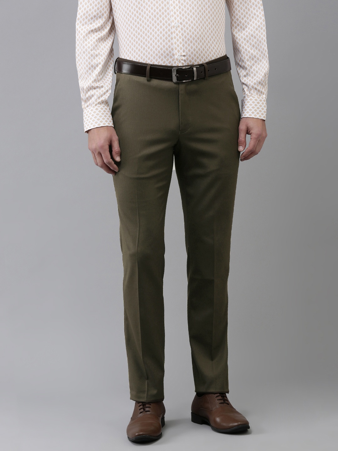 

Van Heusen Men Textured Ultra Slim Fit Trousers, Olive