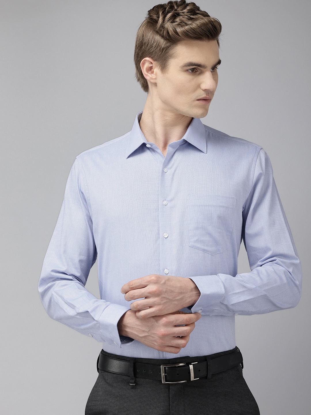 

Van Heusen Pure Cotton Slim Fit Opaque Formal Shirt, Blue