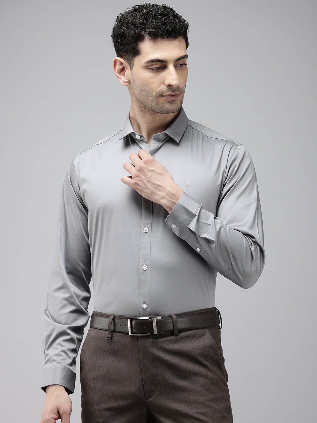 

Van Heusen Slim Fit Opaque Pure Cotton Formal Shirt, Grey
