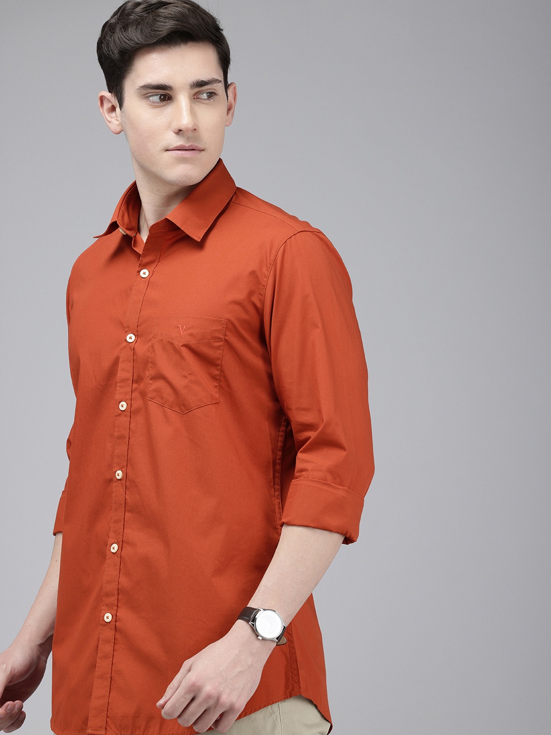 

Van Heusen Sport Solid Slim Fit Casual Shirt, Rust