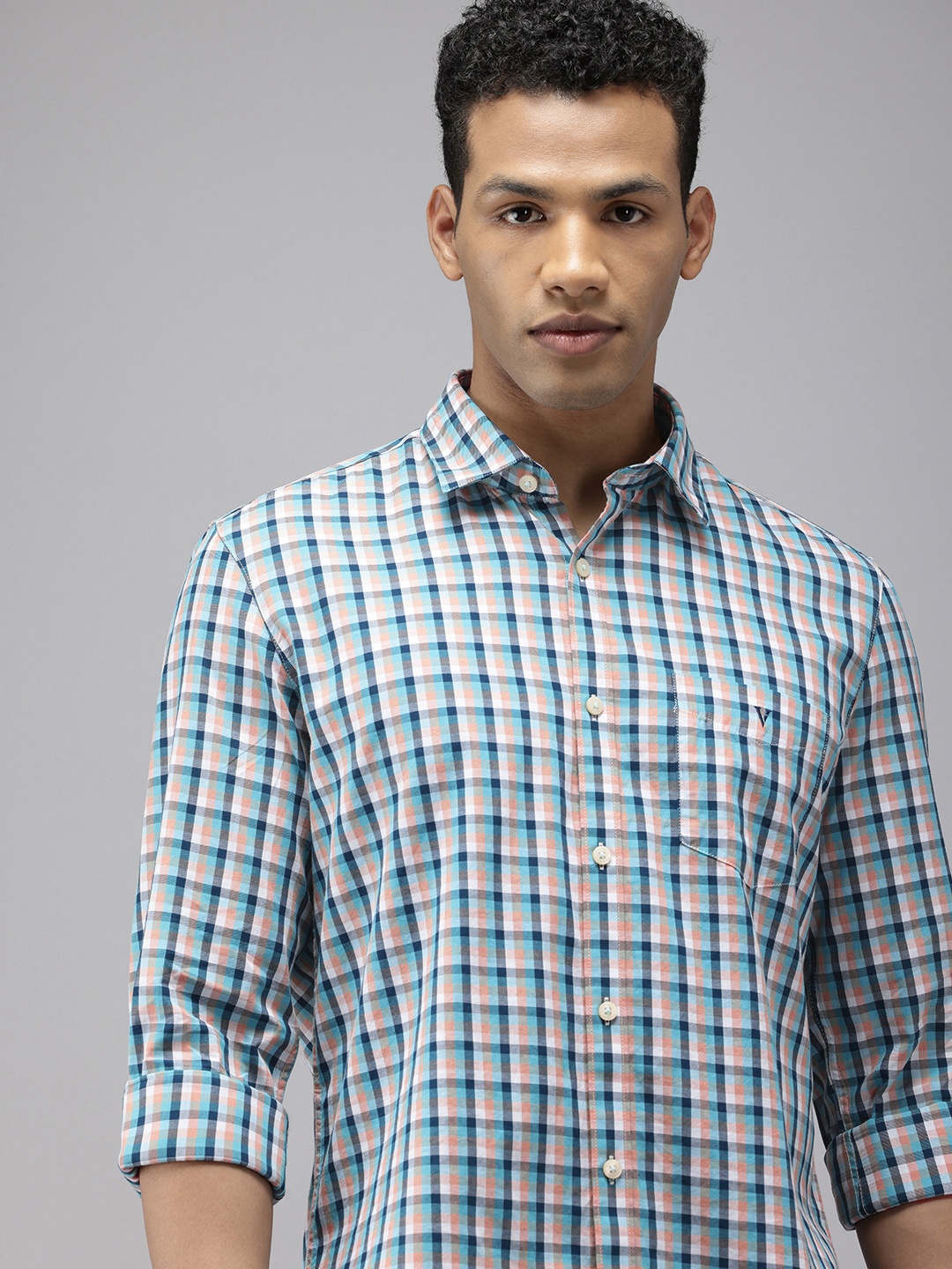 

Van Heusen Sport Slim Fit Checked Pure Cotton Casual Shirt, White