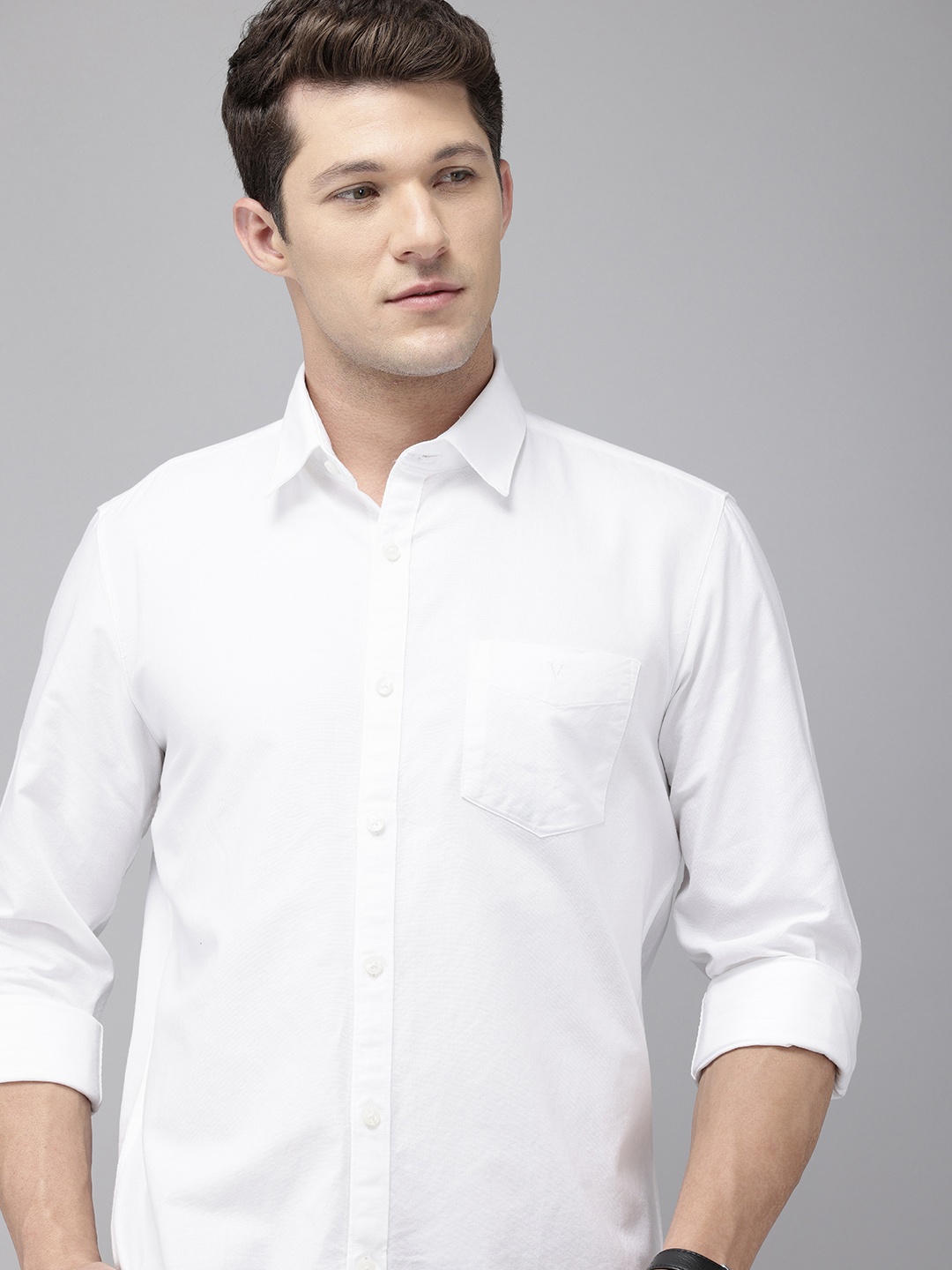 

Van Heusen Sport Slim Fit Textured Self Design Pure Cotton Casual Shirt, White