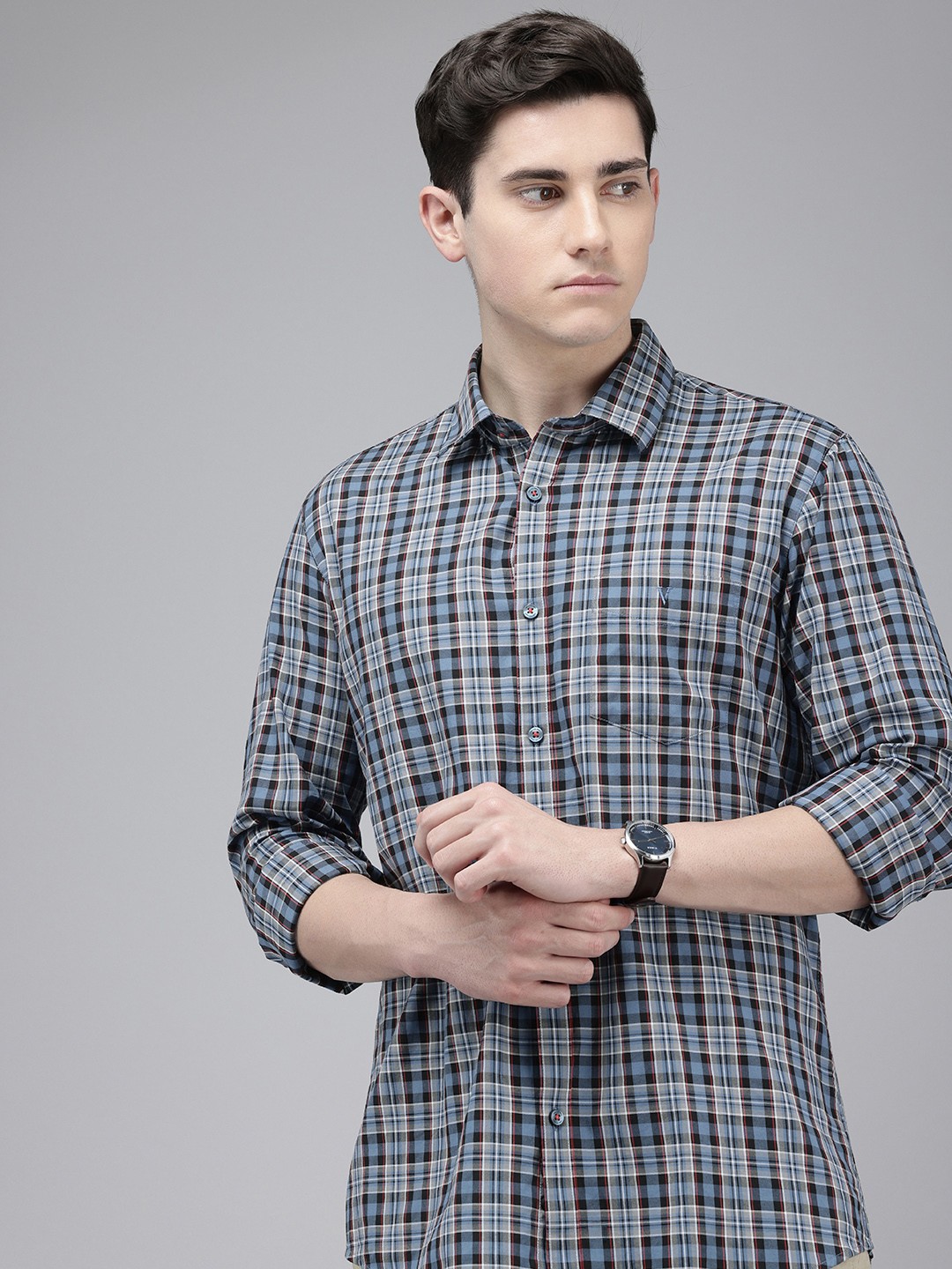 

Van Heusen Sport Slim Fit Checked Pure Cotton Casual Shirt, White