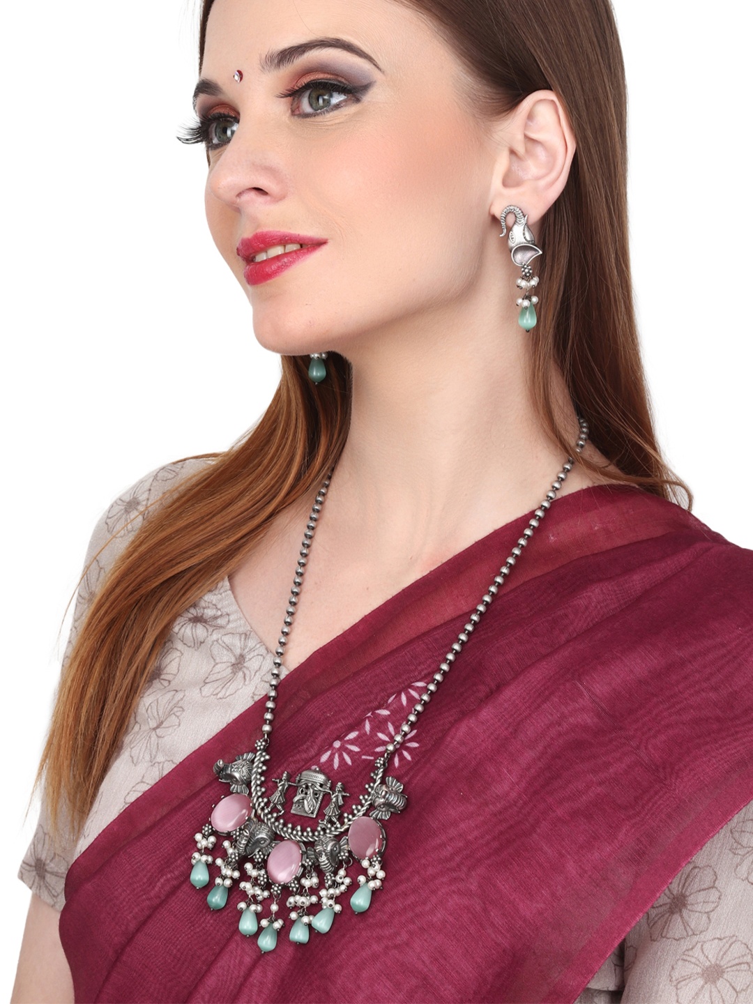 

Anvik Women Oxidised Silver-Plated Jewellery Set