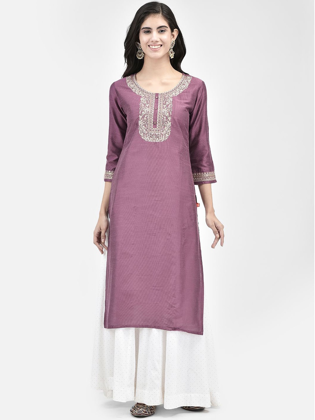 

Span Women Embroidered Thread Work Kurta, Purple