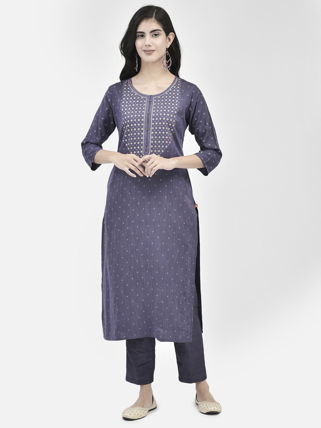 

Span Women Straight Calf Length Kurta, Purple