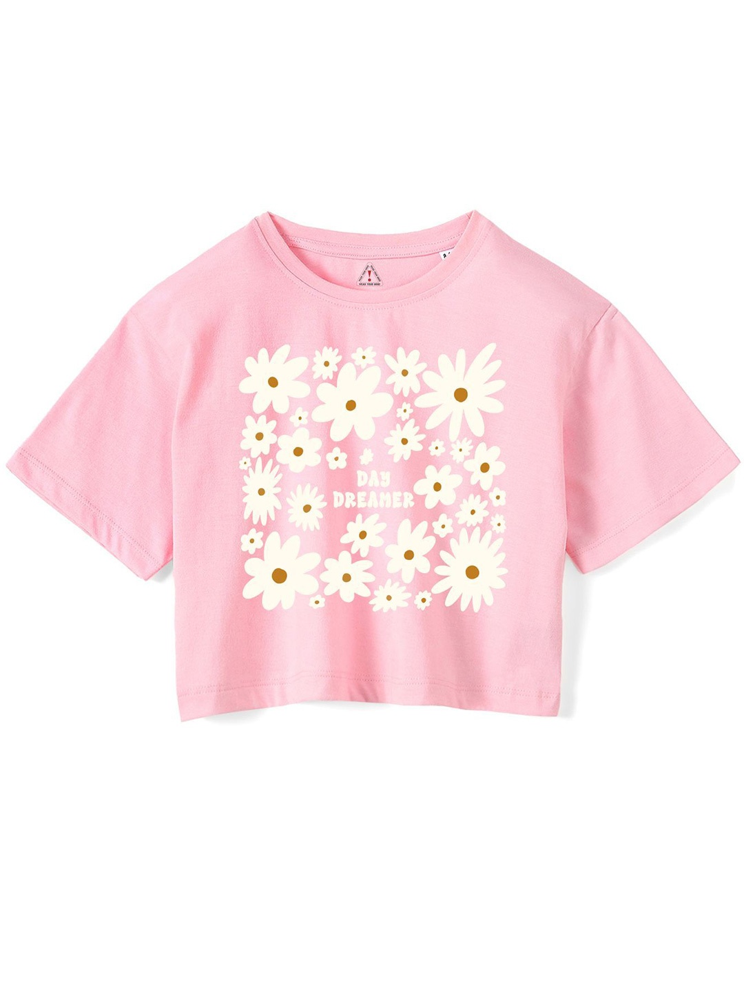 

Wear Your Mind Girls Floral Printed Cotton Boxy T-shirt, Pink