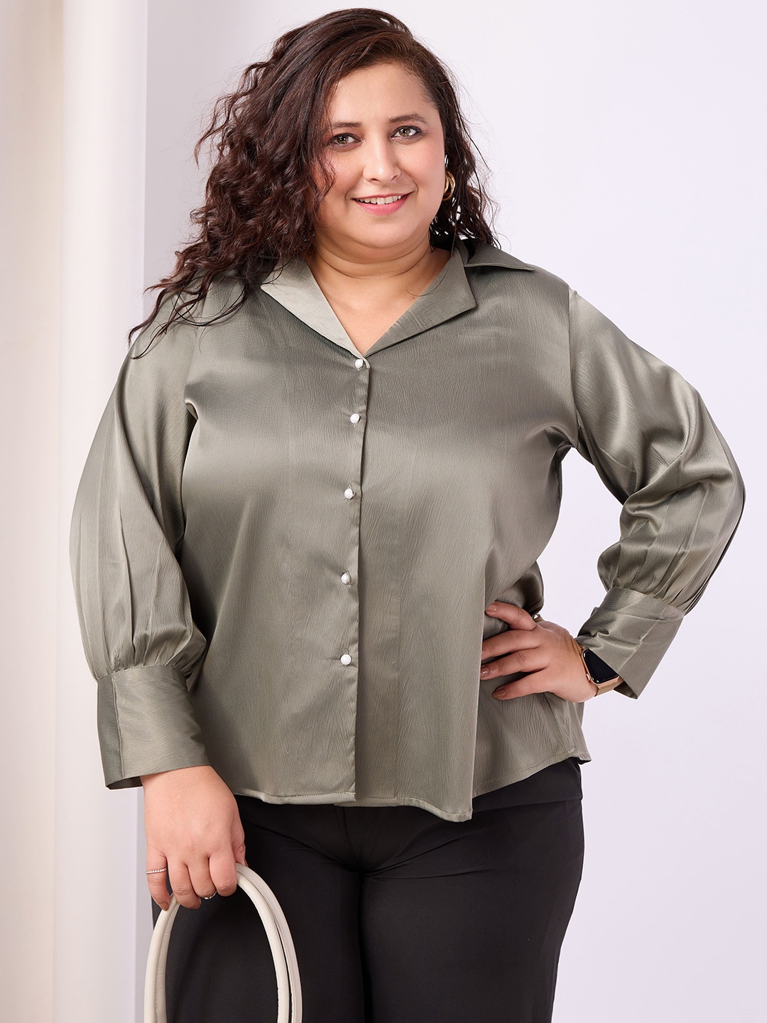 

BAESD Women Standard Opaque Formal Shirt, Green