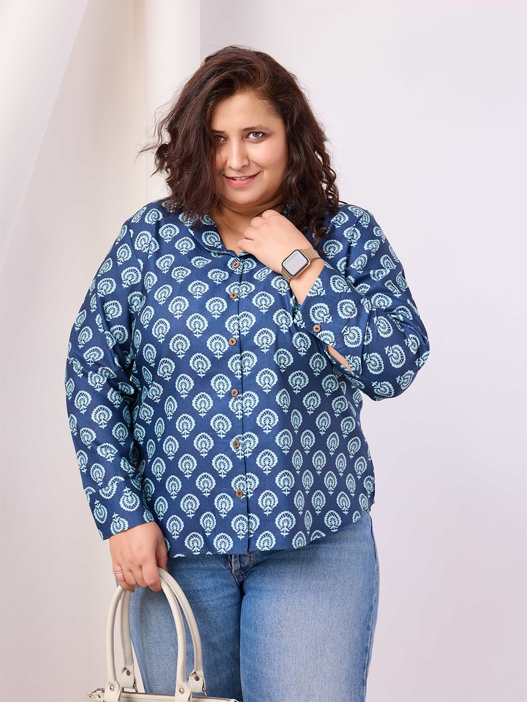 

BAESD Women Standard Opaque Printed Party Shirt, Blue