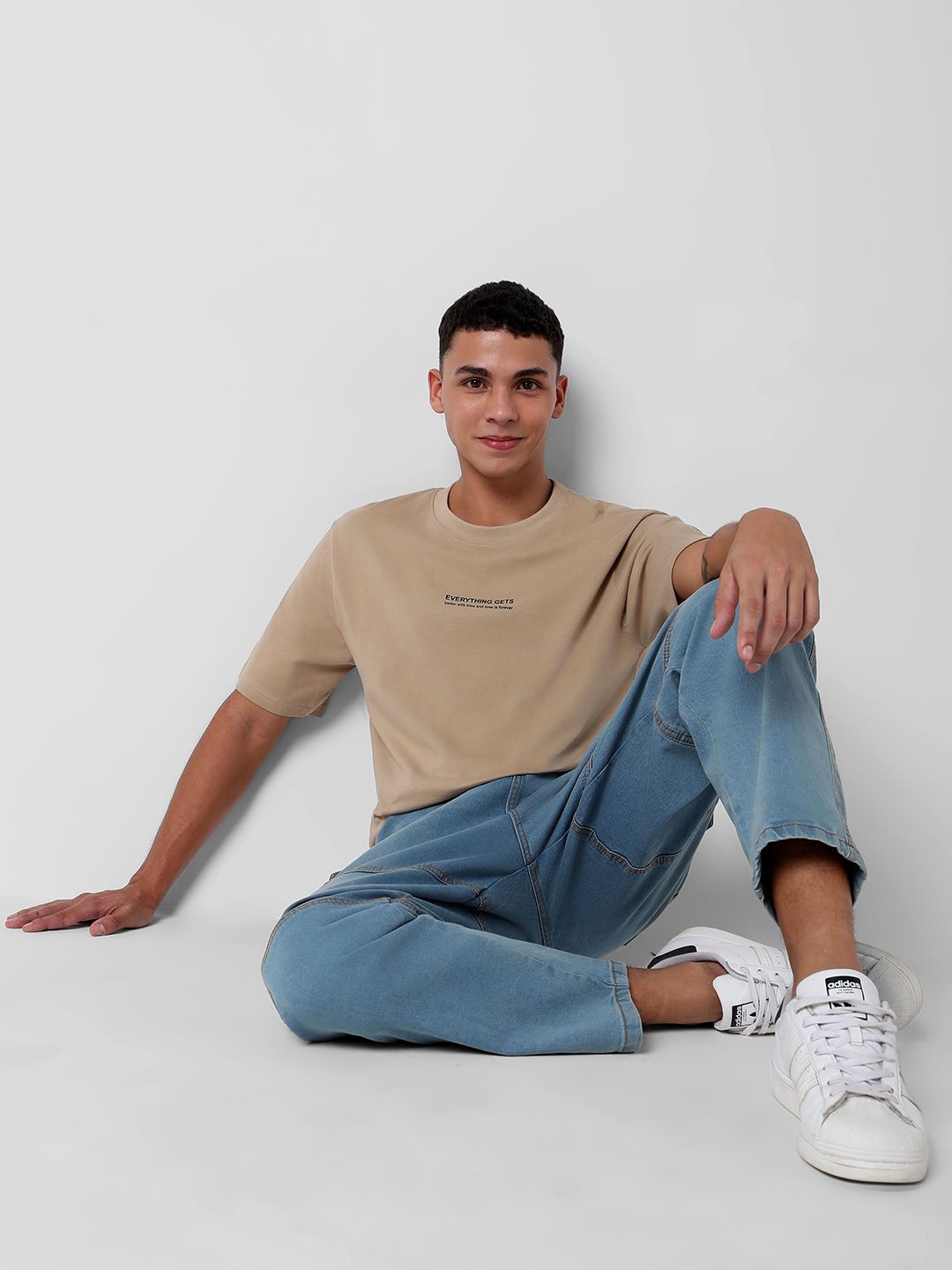 

R&B Men Typography Printed Round Neck T-shirt, Beige