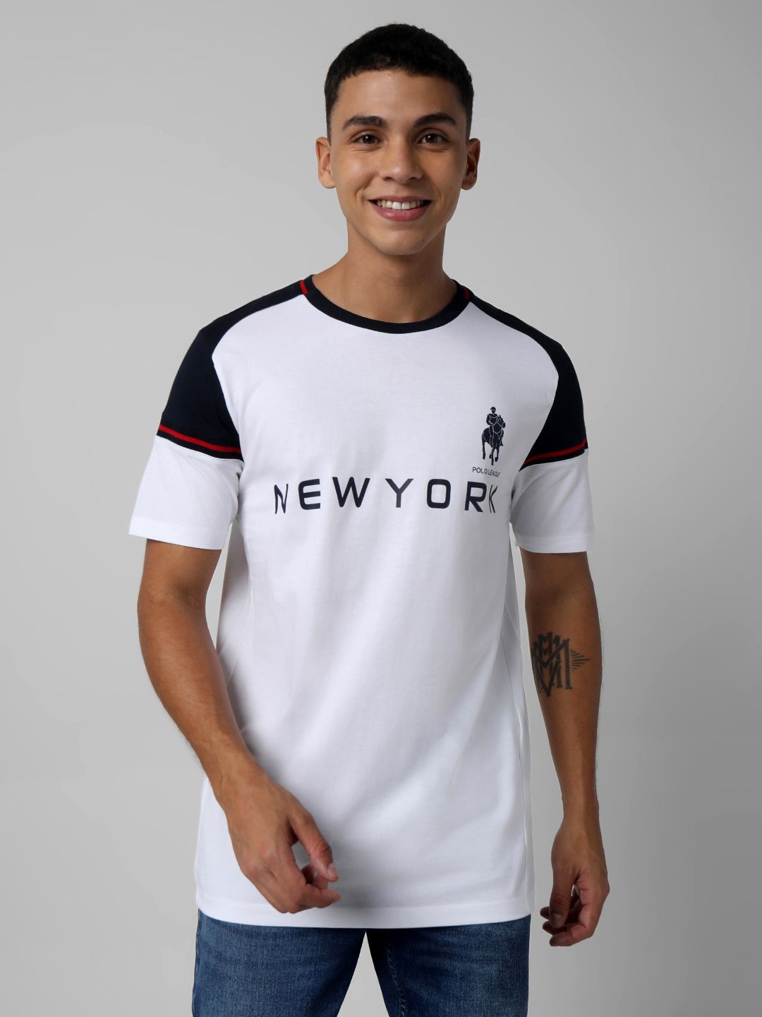 R&B Men Typography Printed Round Neck T-shirt, White