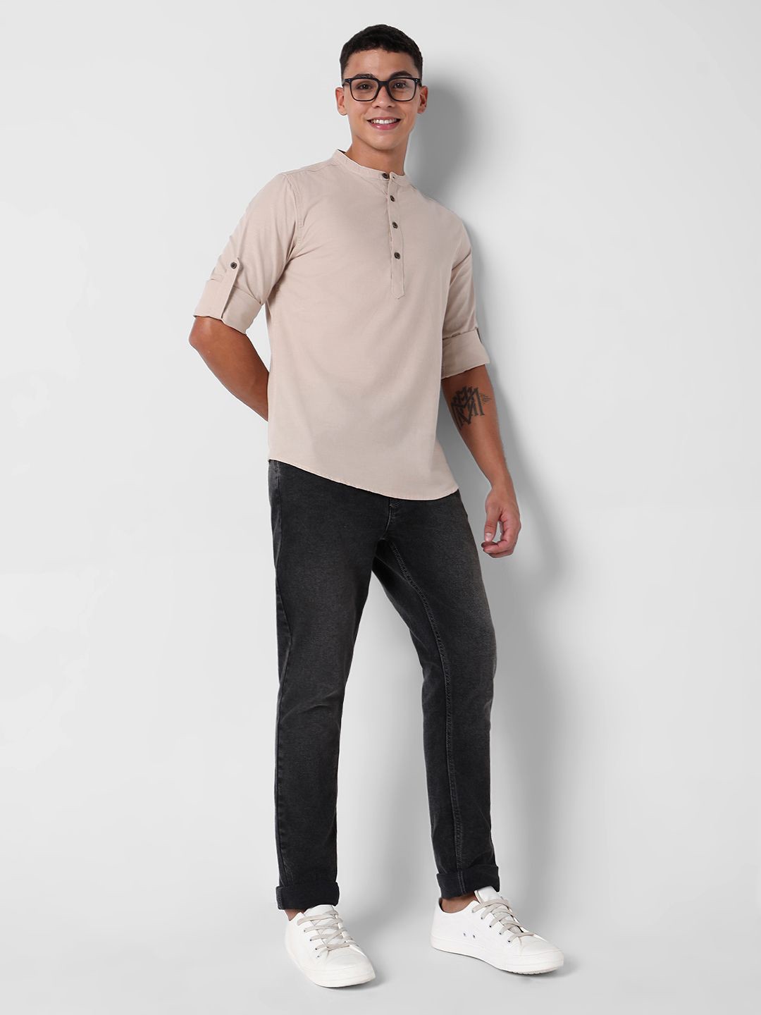 

R&B Men Opaque Casual Shirt, Beige