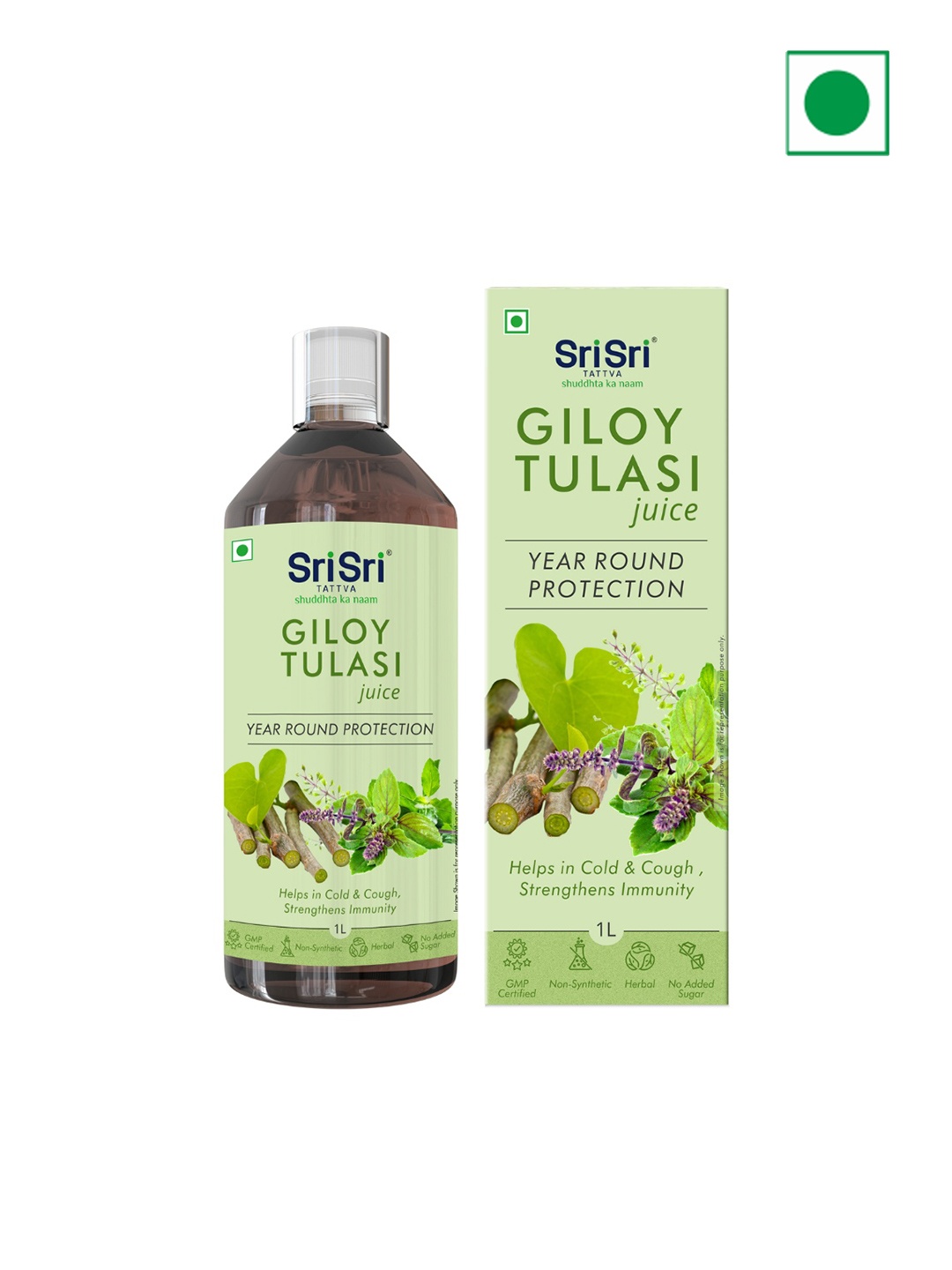 

Sri Sri Tattva Giloy Juice Enhances Memory & Improves Health-1L, Green