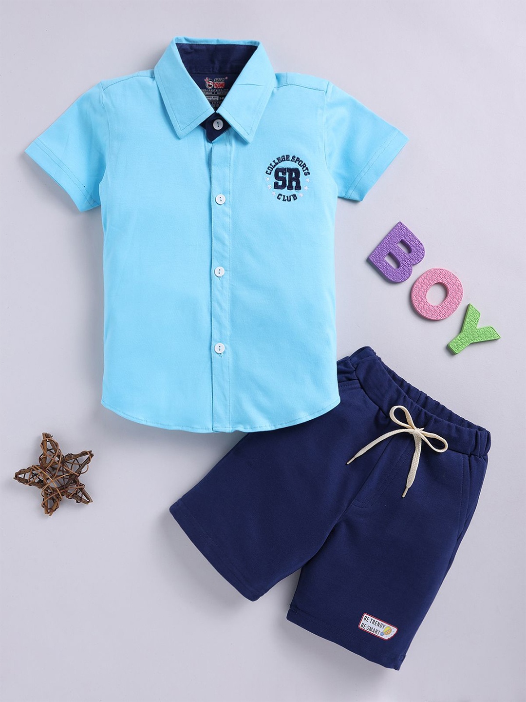 

SmartRAHO Boys Shirt with Shorts, Blue
