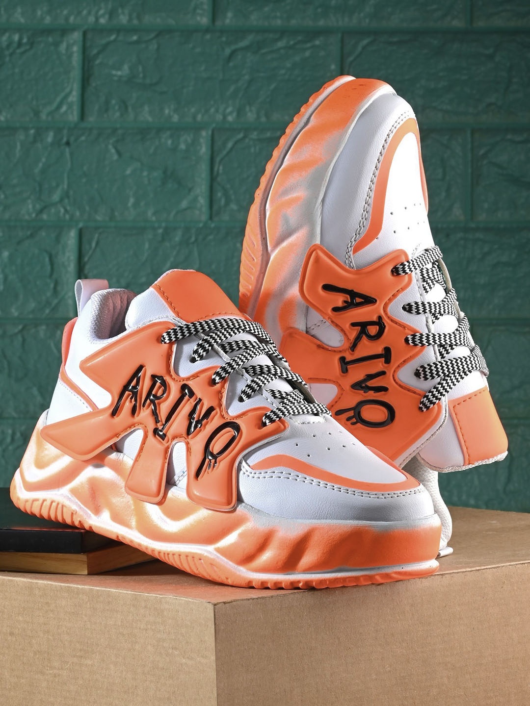 

ARIVO Women Colourblocked Sneakers, Orange