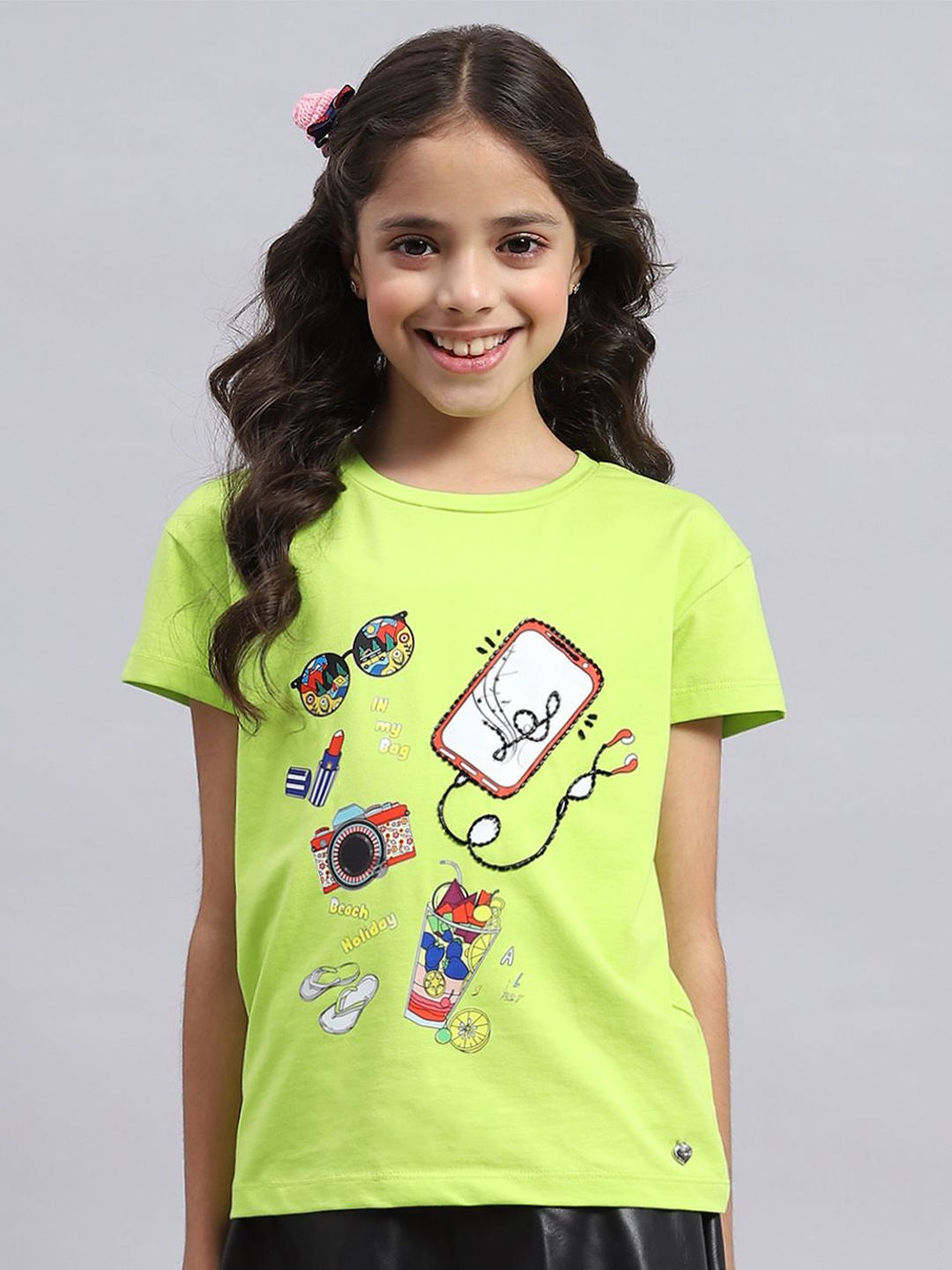 

Monte Carlo Girls Graphic Printed Round Neck T-shirt, Green