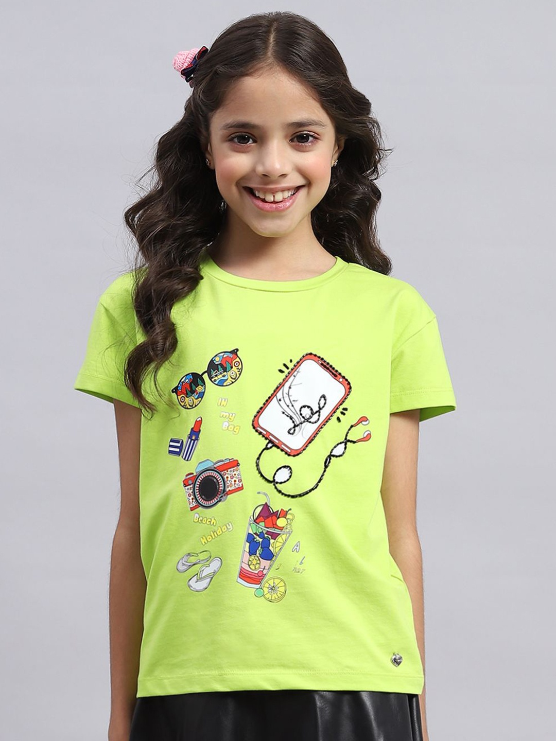 

Monte Carlo Girls Graphic Printed Round Neck T-shirt, Green