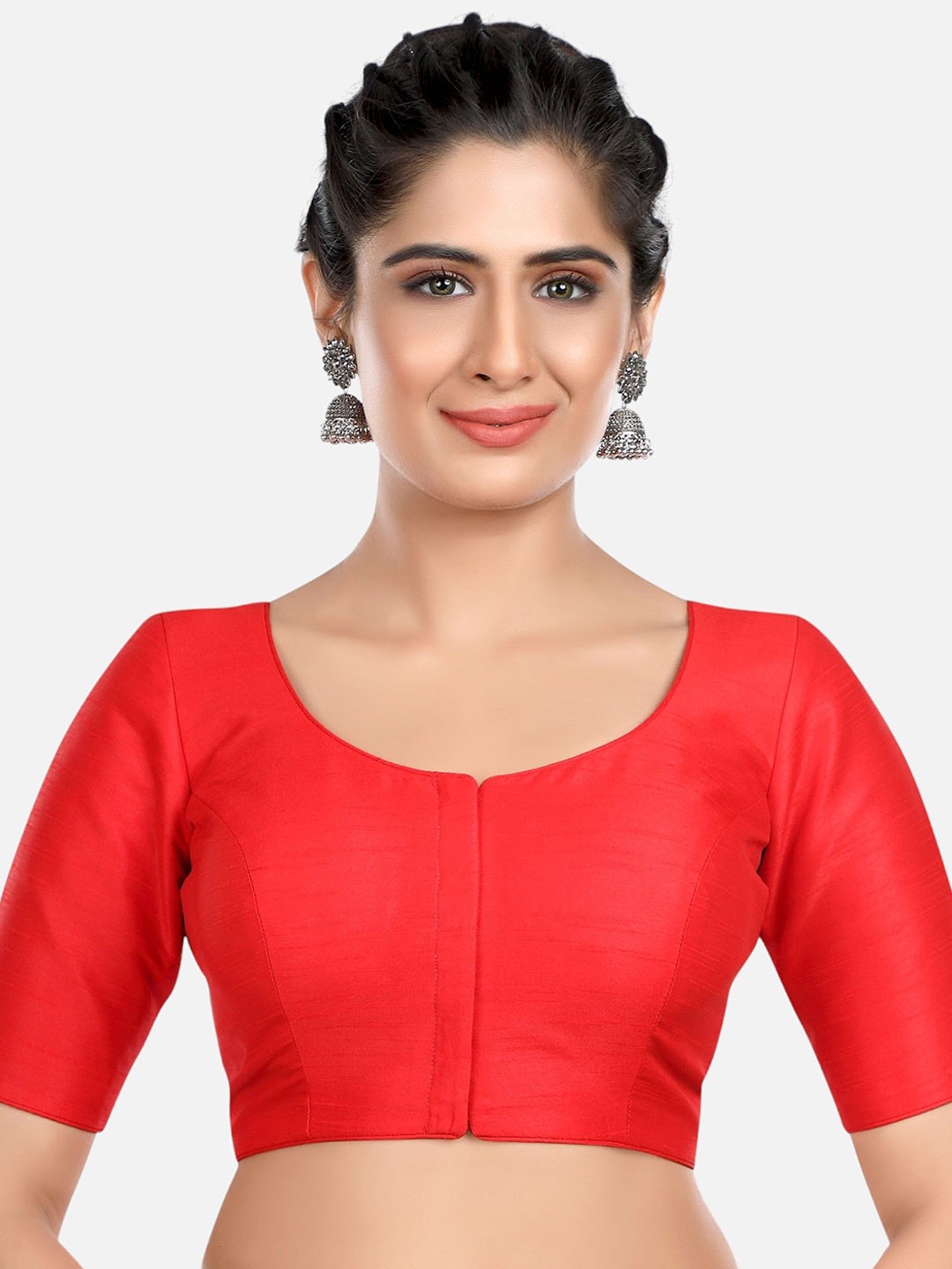 

FEMMIBELLA Round Neck Saree Blouse, Red