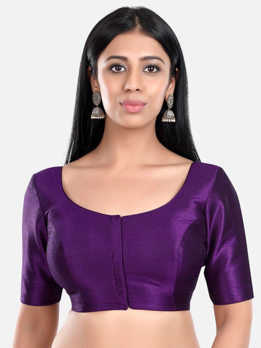

FEMMIBELLA Solid Round Neck Readymade Saree Blouse, Purple