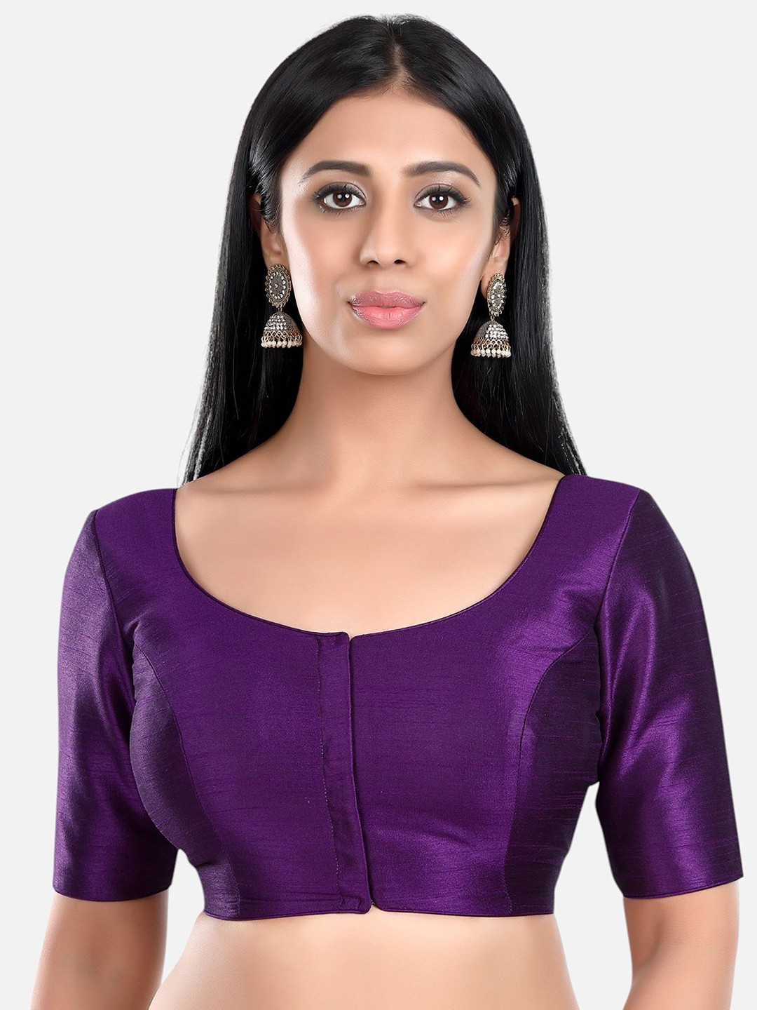 

FEMMIBELLA Solid Round Neck Readymade Saree Blouse, Purple