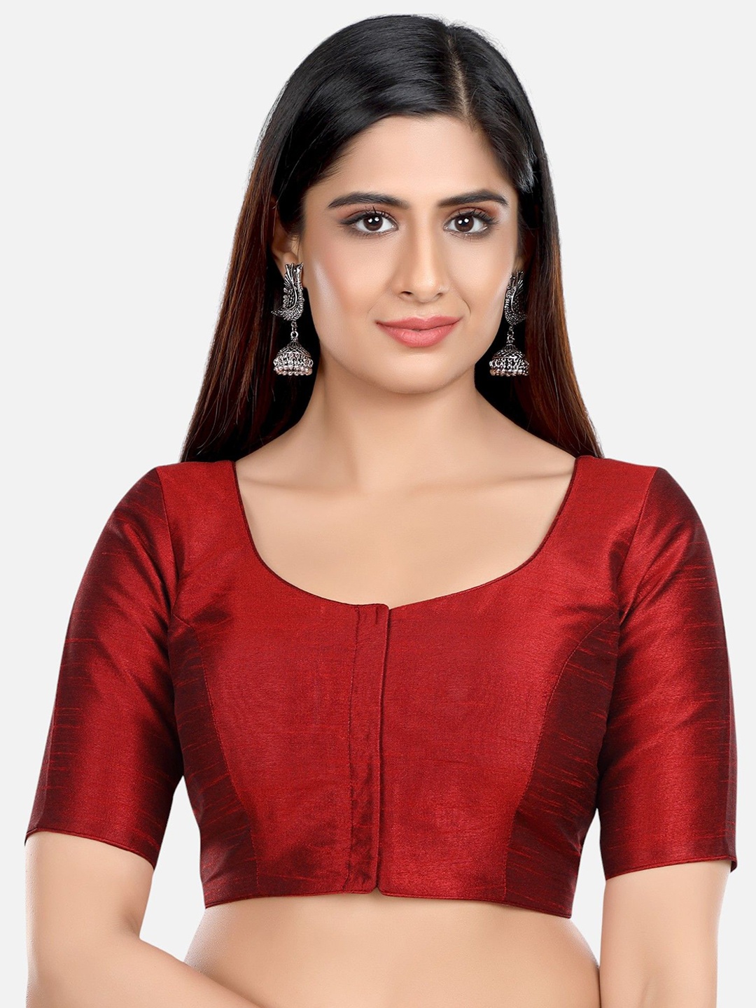 

FEMMIBELLA Siolid Round Neck Readymade Saree Blouse, Maroon