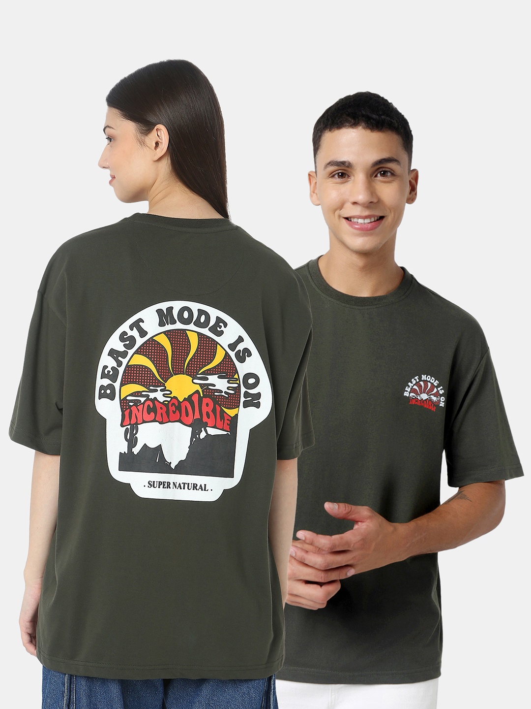 R&B Unisex Oversized Graphic T-shirt, Green