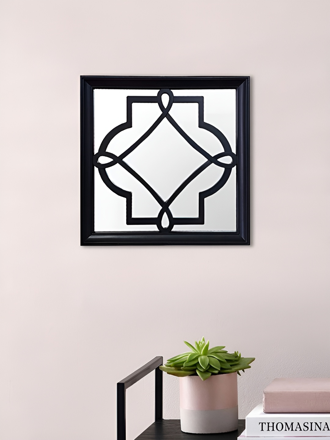 

Art Street Black Abstract shaped Self Design MDF Decorative Wall Mirror
