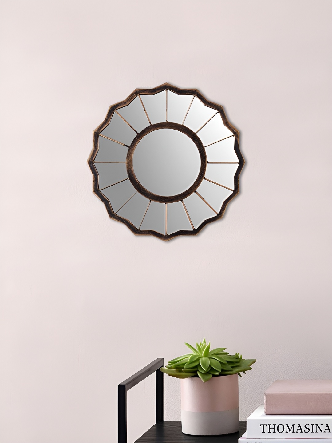 

Art Street Silver & Brown Lustrus Flower Design Textured Decorative Mirror